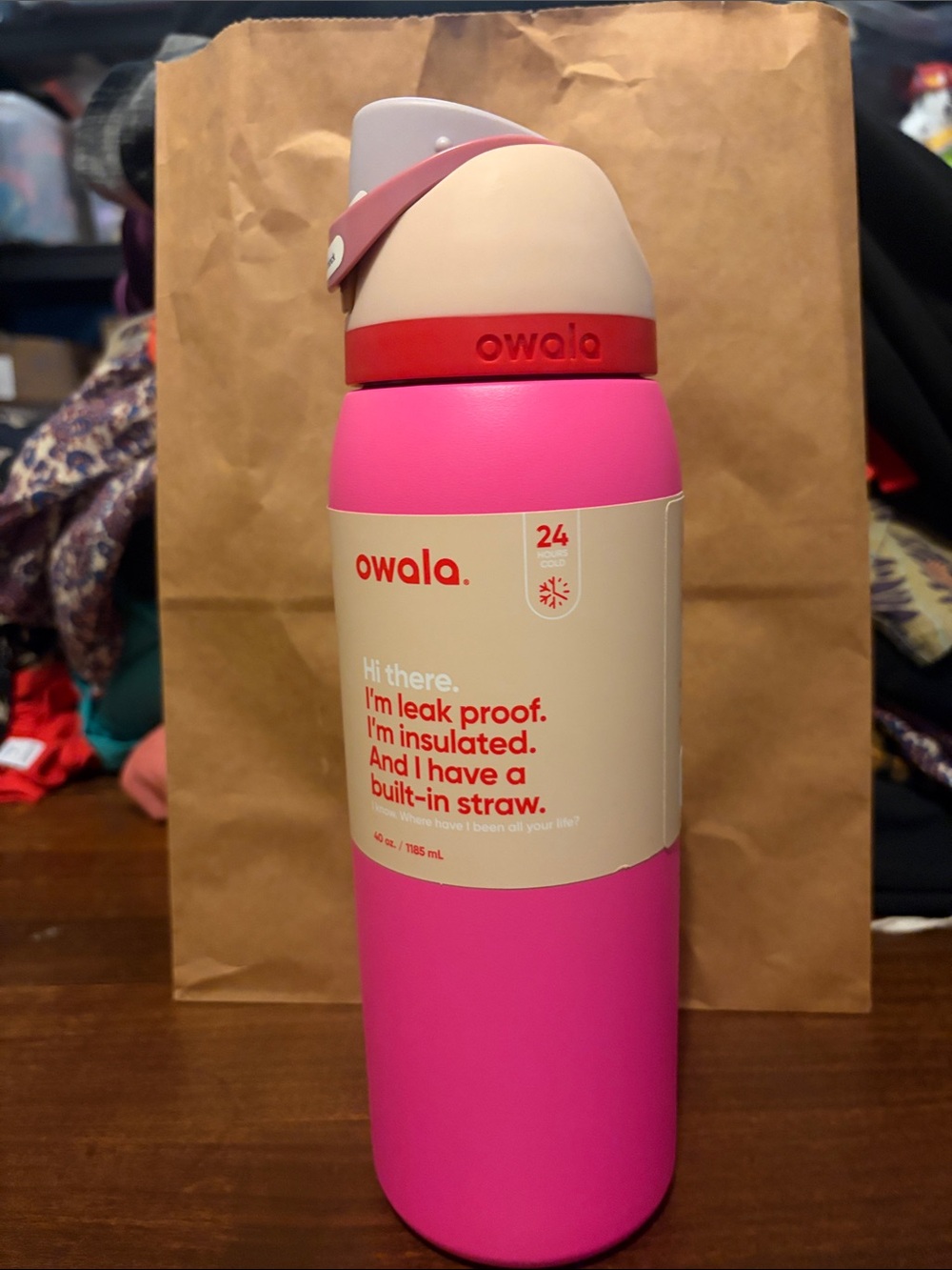 owala Insulated Water Bottle with Built-In Straw - Pink